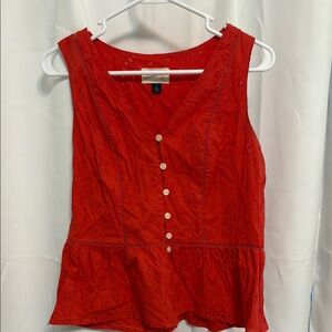 Red Sleeveless Peplum Tank Top